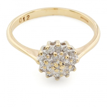 9ct gold Diamond Cluster Ring size K